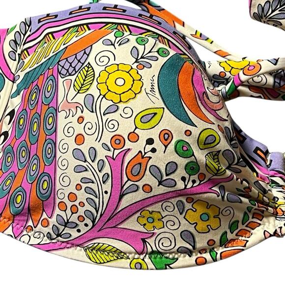 Trina Turk Balboa Bandeau Padded Support Swim Bra Removable Straps Sz 14 Cup C/D - Picture 5 of 7